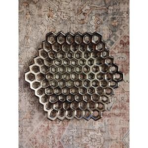 Silver Ceramic Hexagon Cutout Concave Platter Dish Modern Honeycomb Casa Bella